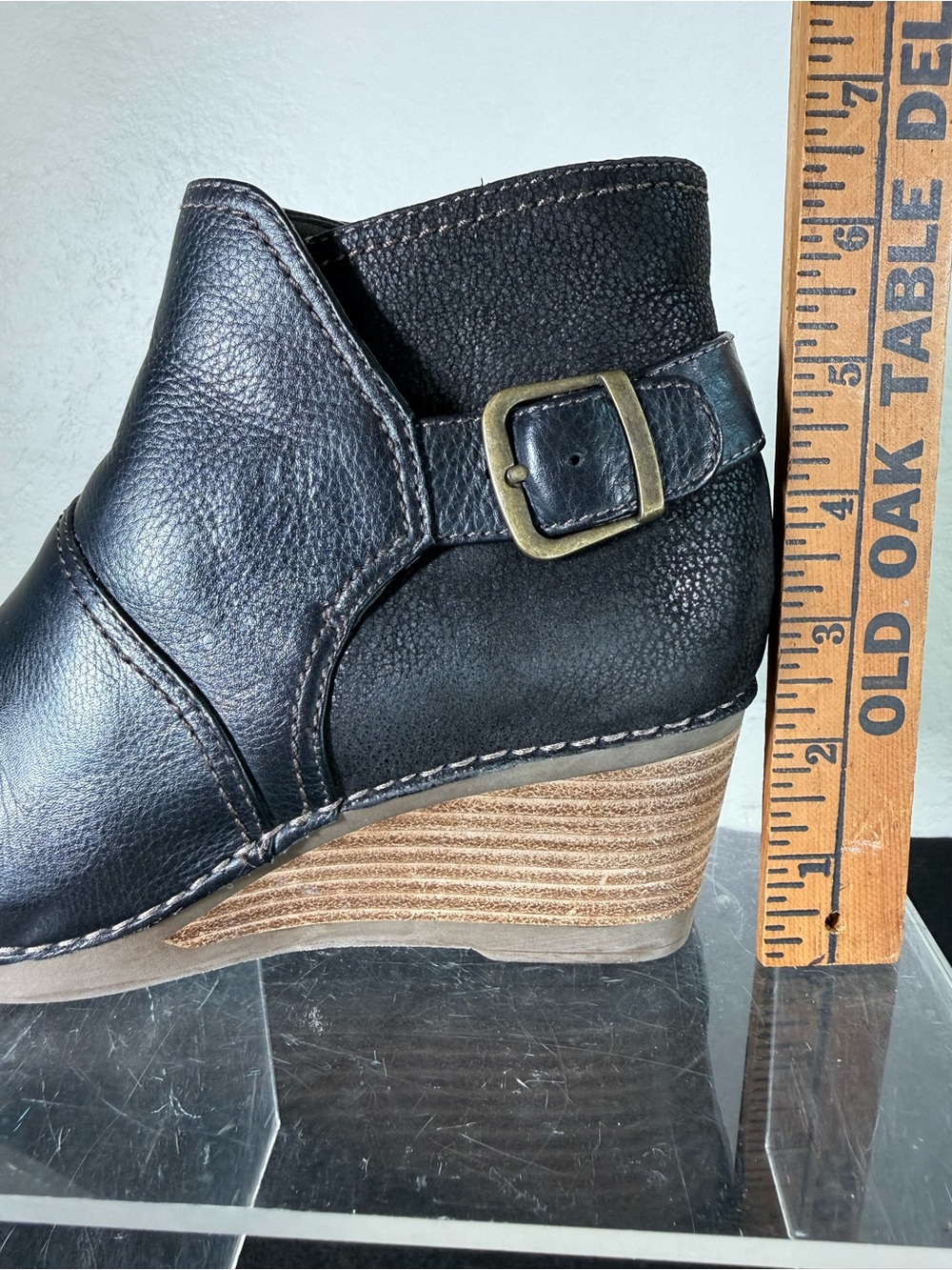 Dansko Shirley Wedge Black Leather Ankle Boots Booties Size 38 LIKE NEW EUC - Picture 9 of 14